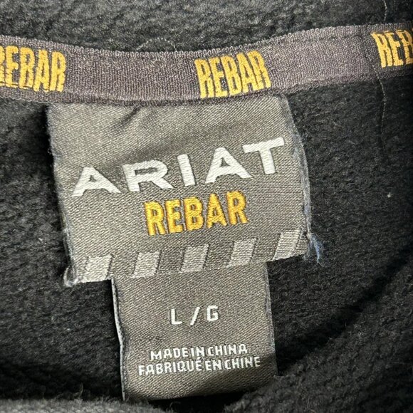Ariat Rebar Workman Hoodie Mens Large Black Pullover Fleece Workwear 10027972 - Picture 6 of 16